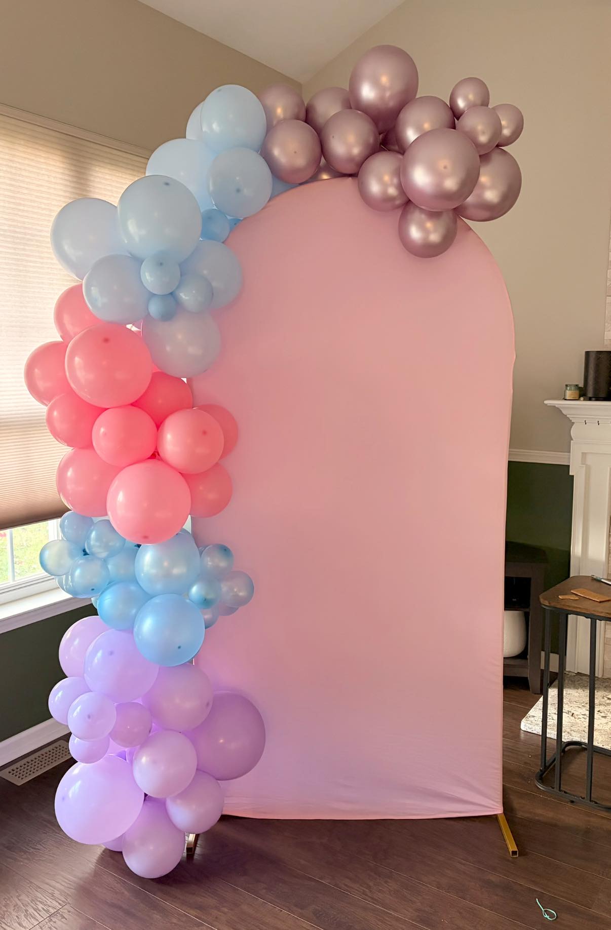 Balloon arch decor with chiara backdrop.